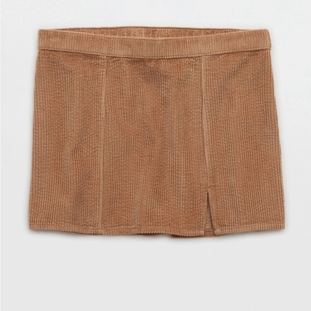 AERIE WOMENS CORDUROY BEIGE TAN MICRO MINI SKIRT NWT SMALL - Picture 5 of 7
